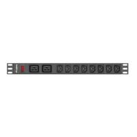Lanberg PDU-02I1908I-0200-C20-BK energiedistributie 10 AC-uitgang(en) 1U Zwart - thumbnail