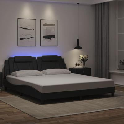 Bedframe met LED-verlichting kunstleer zwart 180x200 cm