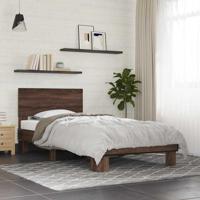 Bedframe bewerkt hout metaal bruin eikenkleur 120x200 cm - thumbnail