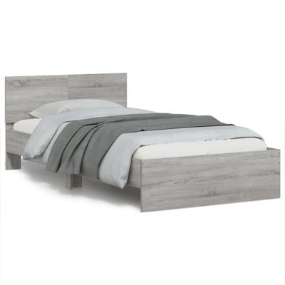 Bedframe met hoofdbord en LED grijs sonoma eiken 100x200 cm