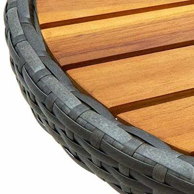 VidaXL Tafeltje 60 cm poly rattan en massief acaciahout grijs