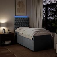 Boxspring met matras stof lichtgrijs 100x200 cm - thumbnail