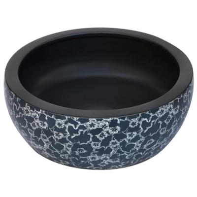 Opzetwasbak rond 41x14 cm keramiek zwart en blauw Opzetwasbak rond 41x14 cm keramiek zwart en blauw
