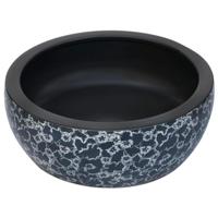 Opzetwasbak rond 41x14 cm keramiek zwart en blauw - thumbnail