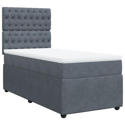 Boxspring met matras fluweel donkergrijs 120x190 cm - thumbnail