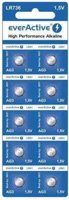 EverActive mini alkalinebatterijen G3 LR736 LR41 - blisterverpakking van 10 stuks.