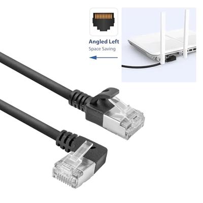 ACT DA1901 U/FTP CAT6A LSZH Slimline Patchkabel | RJ45 Connectoren Recht naar 90° Haaks Links | Zwart | 1 meter