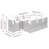 9-delige Tuinset met kussens poly rattan bruin - thumbnail