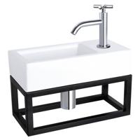 Differnz Differnz Ravo fonteinset keramiek - kraan kruis - met handdoekrek chroom - thumbnail