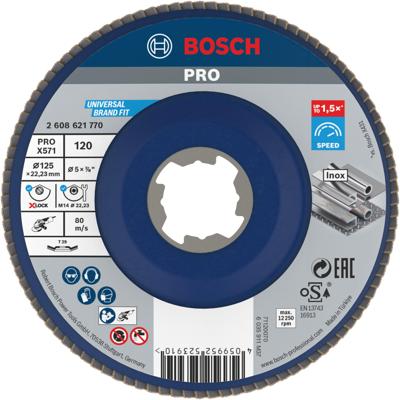 Bosch Accessoires X-LOCK Lamellenschijf schuin, kunststof Ø125mm, G 120, X571, 
Best for Metal - 2608621770