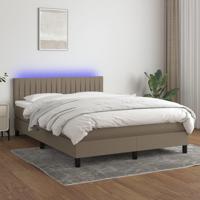 Boxspring met matras en LED stof taupe 140x190 cm - thumbnail