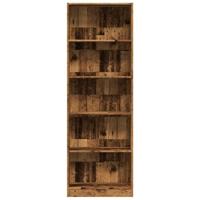 Boekenkast 60x24x176 cm bewerkt hout oud houtkleurig - thumbnail