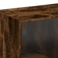 Hoge kast met deuren 68x37x142 cm bewerkt hout gerookt eiken - thumbnail