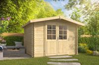 Tuindeco Britt Blokhut 300x250 cm 28 mm vuren blank- Zadeldak- Onbehandeld vurenhout- Tuindeco - thumbnail