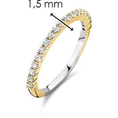 TI SENTO-Milano 12268ZY Ring zilver-zirconia goudkleurig-wit 1,5 mm