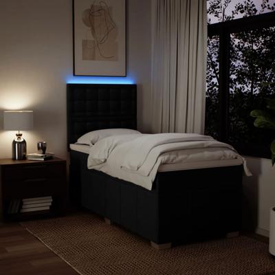 Boxspring met matras stof zwart 140x200 cm