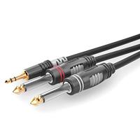 Sommer Cable HBA-3S62-0300 Jackplug Audio Aansluitkabel [1x Jackplug male 3,5 mm - 2x Jackplug male 6,3 mm (mono)] 3.00 m Zwart - thumbnail