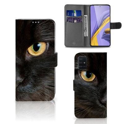Samsung Galaxy A51 | Telefoonhoesje | Met pasjeshouder | Zwarte Kat