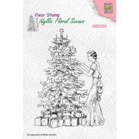 Nellie's Choice • idyllic floral scenes clear stamp vintage christmas tree - thumbnail
