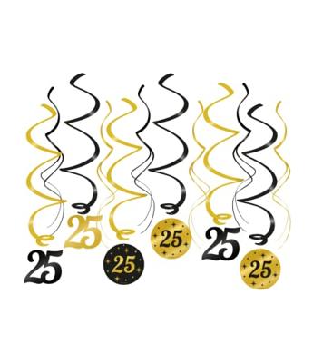 Classy Party Swirls 25 Jaar (12st) - thumbnail