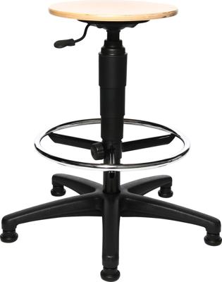 Topstar kruk Tec 60, met verchroomde voetring, met steldoppen, hout