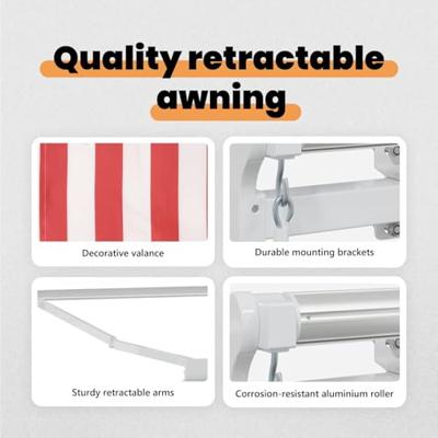 VidaXL Inklapbaar zonnescherm rood en wit 400 × 300 cm