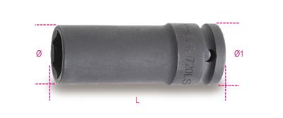 Beta Slagdoppen, 1/2" aansluiting, lang en dunne uitvoering gefosfatiseerd 720LS 15 - 007200365