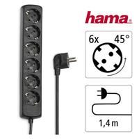 Hama 6 Way Stekkerdoos Zwart - thumbnail