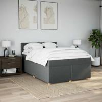 Boxspring met matras stof donkergrijs 140x200 cm - thumbnail