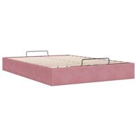 Ottoman bedframe zonder matras 140x200 cm fluweel roze - thumbnail
