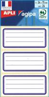 Agipa schooletiketten ft 75 x 34 mm (b x h), 24 etiketten per etui, blauwe rand, gelijnd - thumbnail