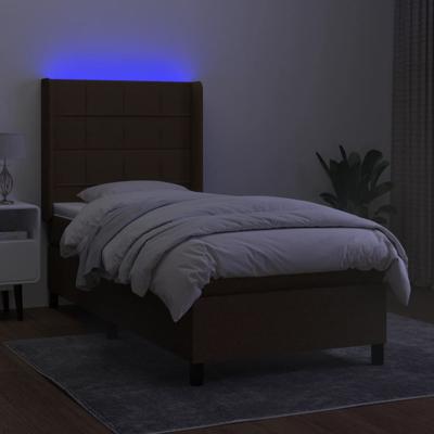 Boxspring met matras en LED stof donkerbruin 140x200 cm - thumbnail