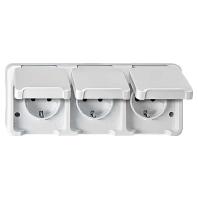 Schneider Electric MEG2390-8029 AquaStar Compleet Wandcontactdoos met randaarde en klapdeksel spatwaterdicht Lichtgrijs 3-voudig 1 stuk(s)