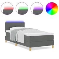 Boxspringbed met matras en LED stof donkergrijs 100x200 cm - thumbnail