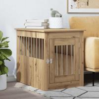 VidaXL Hondenbench 55x75x65 cm bewerkt hout artisanaal eikenkleurig - thumbnail