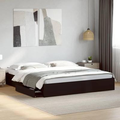 Bedframe met lades bewerkt hout zwart 180x200 cm