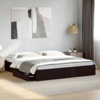 Bedframe met lades bewerkt hout zwart 180x200 cm - thumbnail