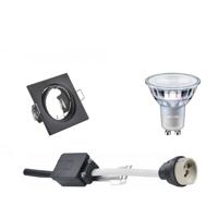 LED Spot Set - GU10 Fitting - Inbouw Vierkant - Mat Zwart - Kantelbaar 80mm - Philips - MASTER 927 36D VLE - 3.7W - Warm Wit 2200K-2700K - DimTone Dimbaar - thumbnail