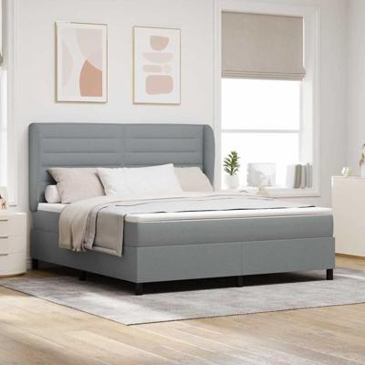 Boxspring bed met matras Lichtgrijs 180 x 200 cm Stof
