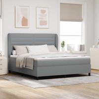 Boxspring bed met matras Lichtgrijs 180 x 200 cm Stof - thumbnail