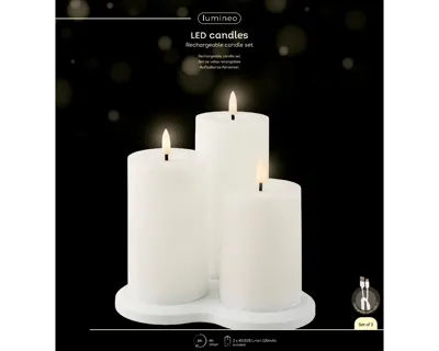 Lumineo LED Kaarsen Oplaadbare Wit/Warm wit 3st Lumineo LED Kaarsen Oplaadbare Wit/Warm wit 3st