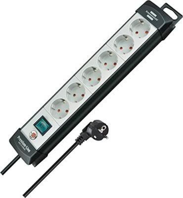 Brennenstuhl 1951560101 PDU Stekkerdoos | 6 sockets | met Schakelaar | 5 meter | Zwart/Zilver