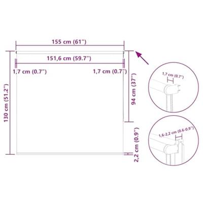 Rolgordijn verduisterend 155x130 cm stofbreedte 151,6 cm wit
