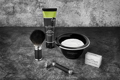 Edwin Jagger Razors Double Edge Safety 3D Diamond Handle Black & Chrome Plated Ref.DE3DBC15BL 1Stuks