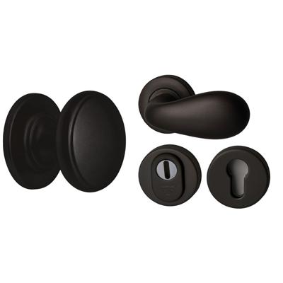 Hardbrass Voordeurset Pragma/Olympia 3-delig rechtswijzend SKG3 met kerntrekbeveiliging - puurzwart