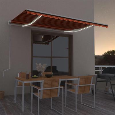 Luifel automatisch met LED windsensor 400x300 cm oranje bruin