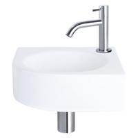 Fonteinset Differnz Cleo 30x30x10 cm Keramiek Wit Met Kraan Gebogen Chroom Differnz - thumbnail