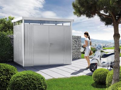 Biohort Highline H4 metalen tuinhuis 275x275x222 cm met dubbele deur- Plat dak- Metaal- Biohort