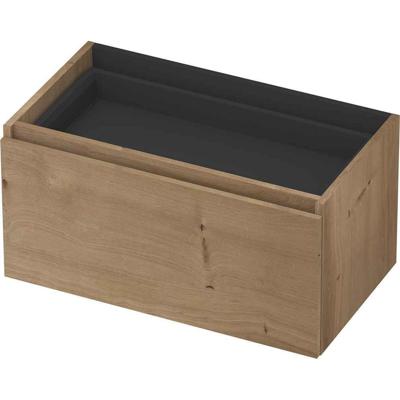 INK - Onderkast 1L met Binnenlade Greeploos Houten Keerlijst Fineer Zonder Sifonuitsparing in Binnenlade - 800x450x400 Mm - Ash Grey Fineer