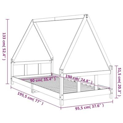 Kinderbedframe 90x190 cm massief grenenhout zwart Kinderbedframe 90x190 cm massief grenenhout zwart